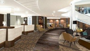 Rezeption mit Café Bar auf der Mein Schiff 5 (Bild TUI Cruises)