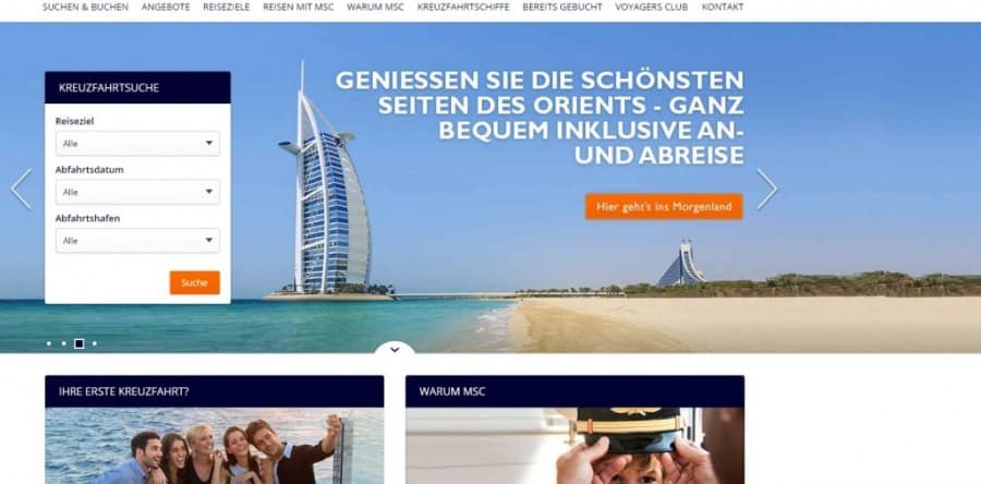 MSC Kreuzfahrten Schweiz hat seinen Online Auftritt modernisiert