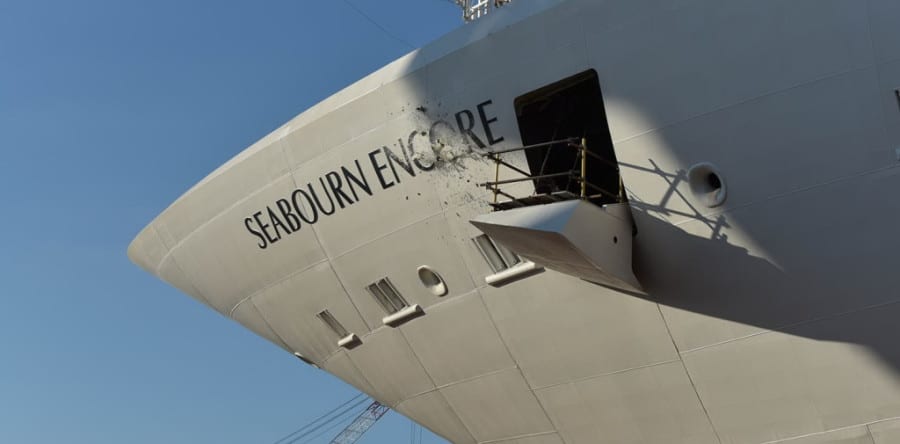 Aufschwimmen des Ultra-Luxus-Kreuzfahrtschiffes Seabourn Encore