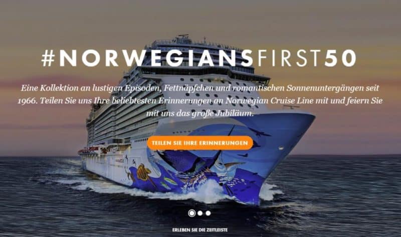 Norwegian Cruise feiert 50 Jahre und lädt Passagiere zum Teilen von Erinnerungen ein