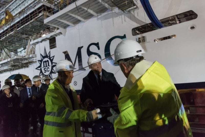 Pierfrancesco Vago, Executive Chairman von MSC Cruises eröffnet die Flutungszeremonie der MSC Seaside (Bild MSC Kreuzfahrten)