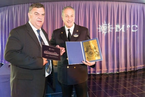 MSC Magnifica feiert Erstanlauf in Warnemünde