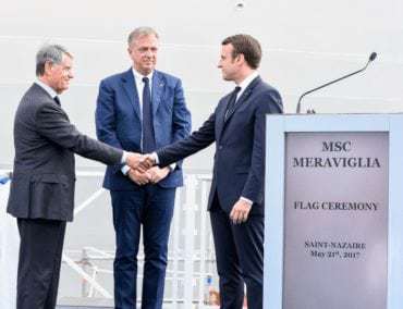 Flaggenzeremonie läutet Tauffeierlichkeiten der MSC Meraviglia ein