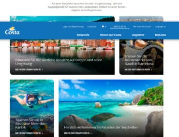 Schnellere und schlankere Website von Costa Kreuzfahrten Schweiz