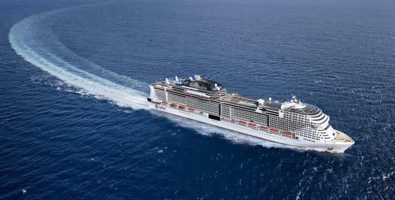 MSC Grandiosa hat erstmals Wasser unter dem Kiel