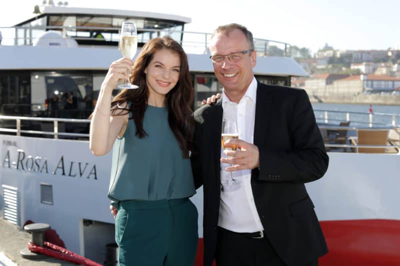 Yvonne Catterfeld taufte die A-Rosa Alva in Portugal