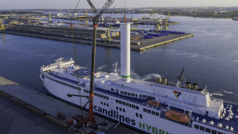 Rotorsegel reduziert die CO2-Emissionen auf Scandlines Hybridfähre Copenhagen