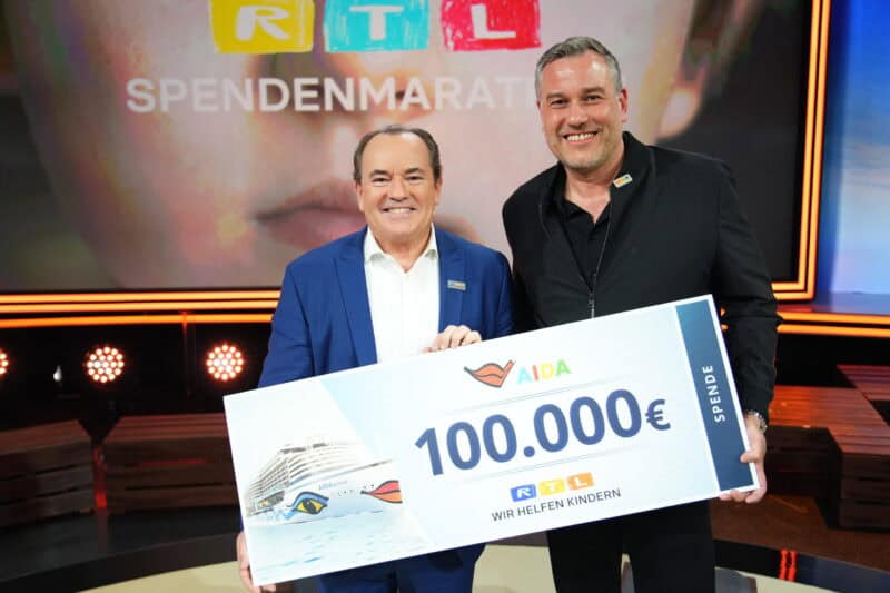 AIDA Cruises spendet 100.000 Euro beim 29. RTL-Spendenmarathon