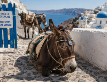 Glück für die Esel auf Santorini: Die Karavolades Treppe ist gesperrt